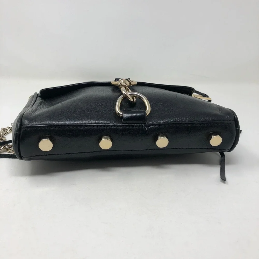 Rebecca Minkoff M.A.C. Shoulder Bag Black Leather Chain Strap Studded